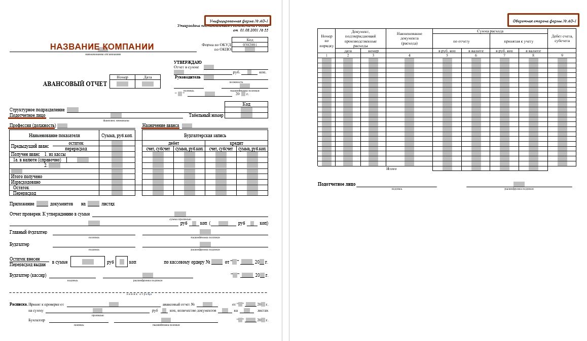 Отчет в рублях образец
